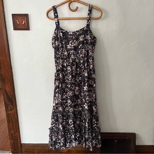 Roan & Ryan Purple Floral Midi Dress Size Large Women's Sundress Evereve Tiered